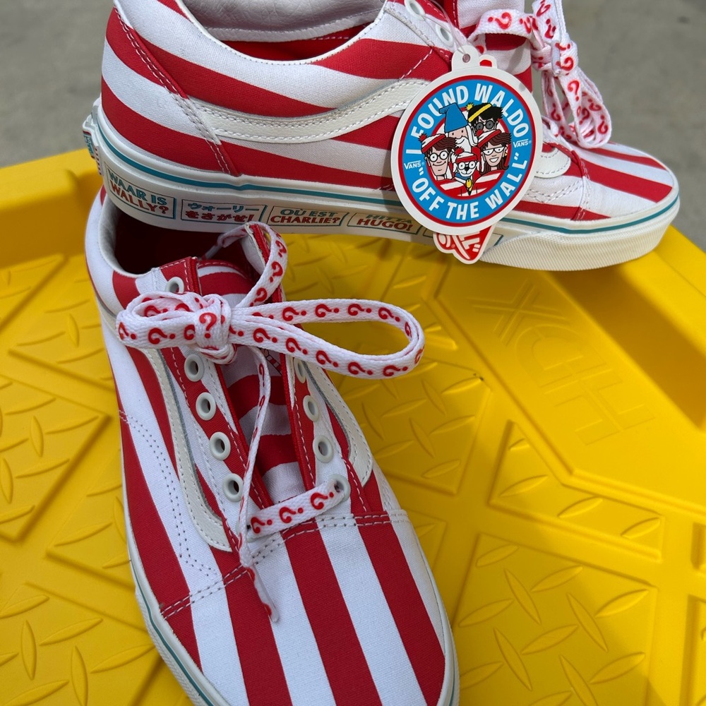 Vans Red and White Striped Sneakers
